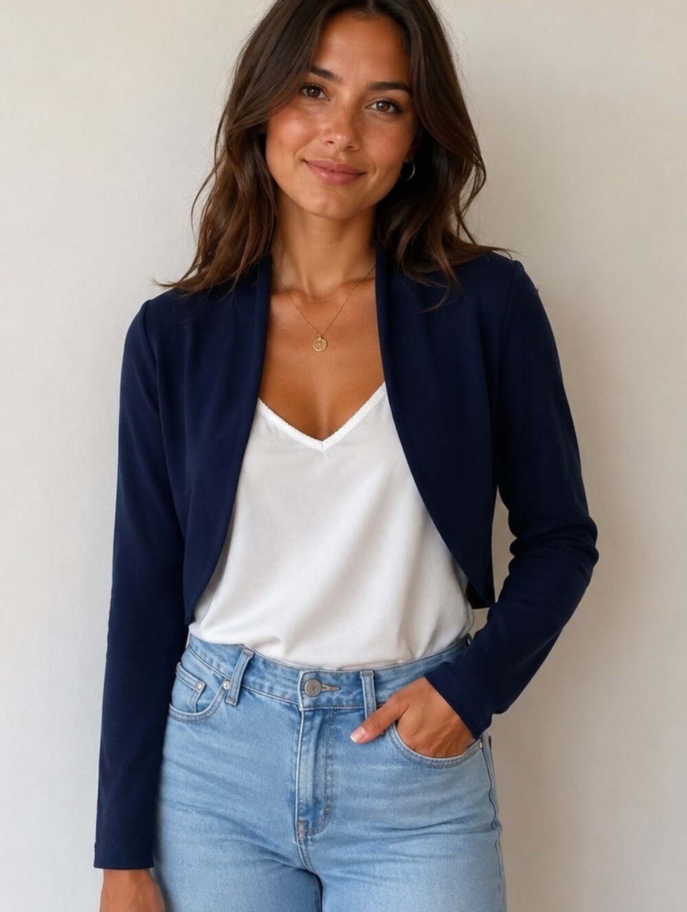 Belle Poque Navy Blue Shrug Size Large